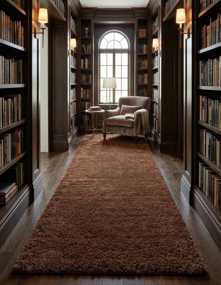 Detail image of 6' x 18' Solid Shag Runner Rug