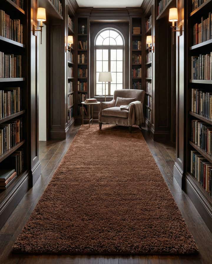 6' x 18' Solid Shag Runner Rug