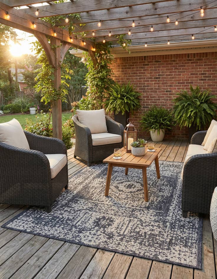 Detail image of 6' x 9'  Washable Traditional Indoor / Outdoor Rug