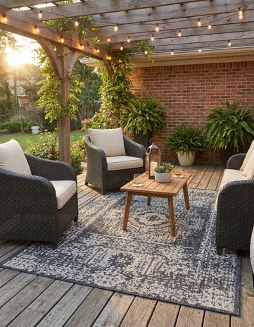 6' x 9' Easy-Clean Traditional Indoor / Outdoor Rug