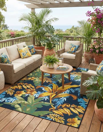 7' x 10' Easy-Clean Botanical Indoor / Outdoor Rug