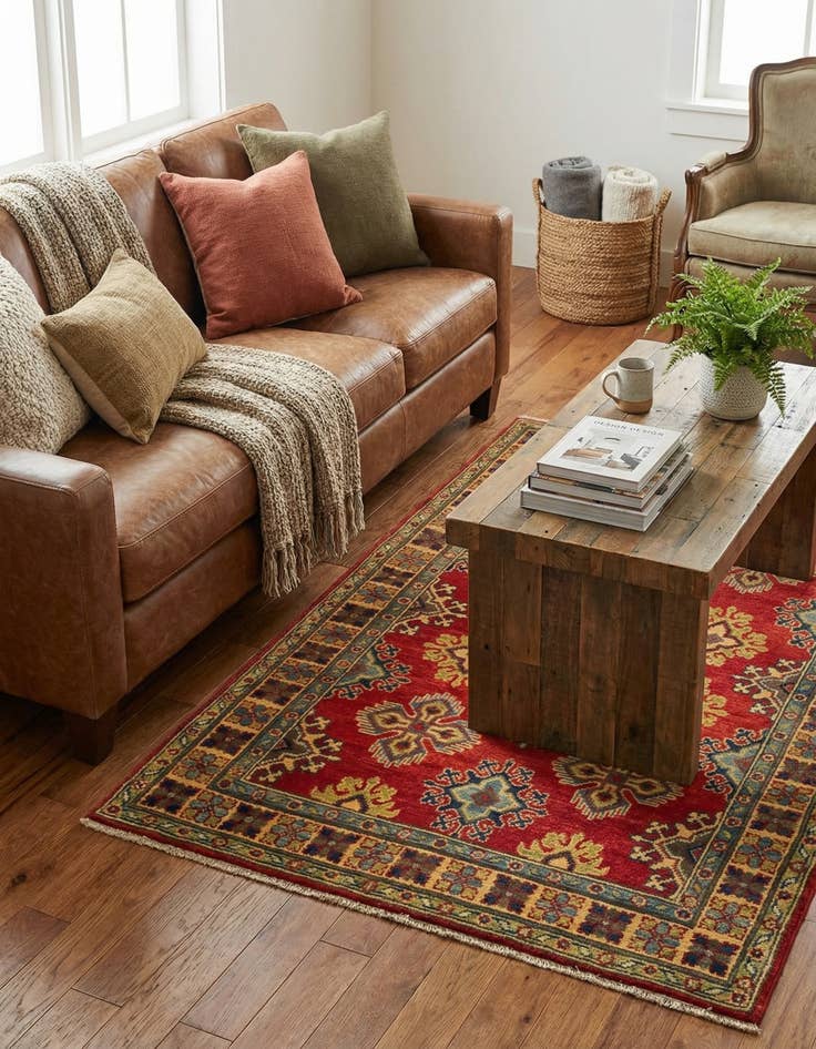 Detail image of 3' 4 x 5' 2  Hand Knotted Kazak Rug