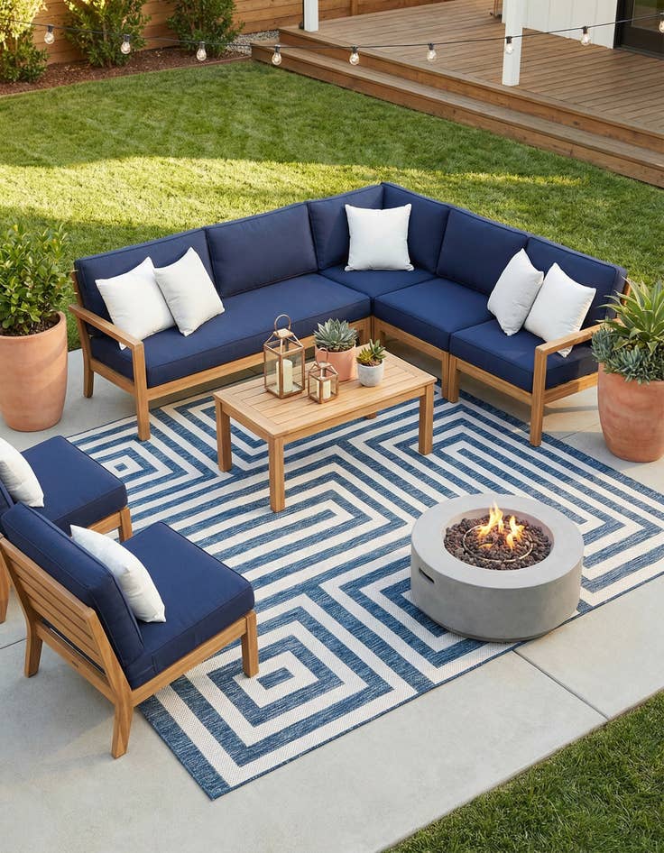 Detail image of 10' x 10'  Washable Modern Indoor / Outdoor Square Rug