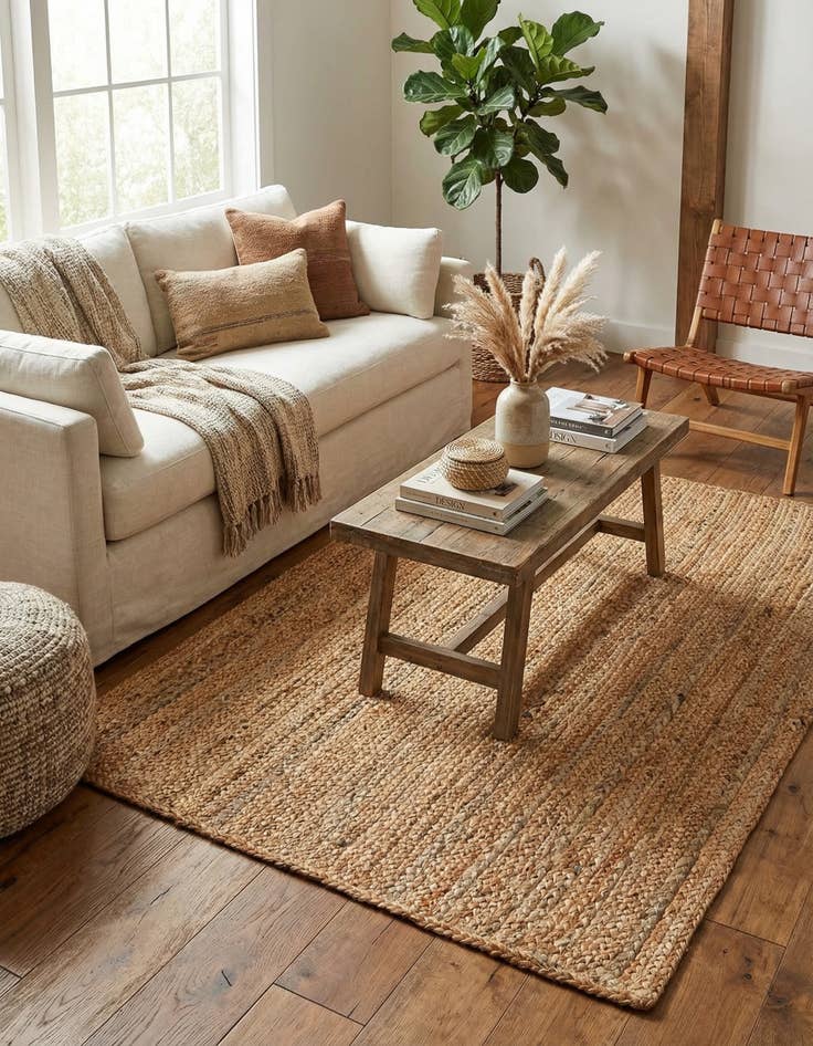 Detail image of  3' 3 x 5' 1  Hand Braided Jute Luxe Rug