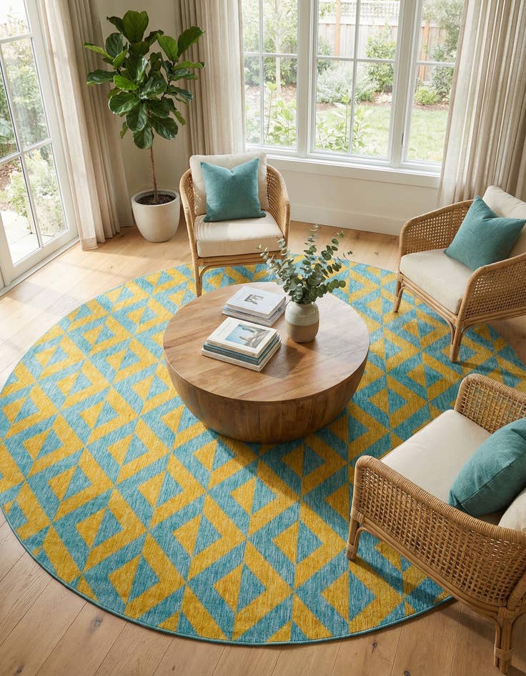 Detail image of 13' x 13'  Washable Jill Zarin Napa Indoor / Outdoor Round Rug