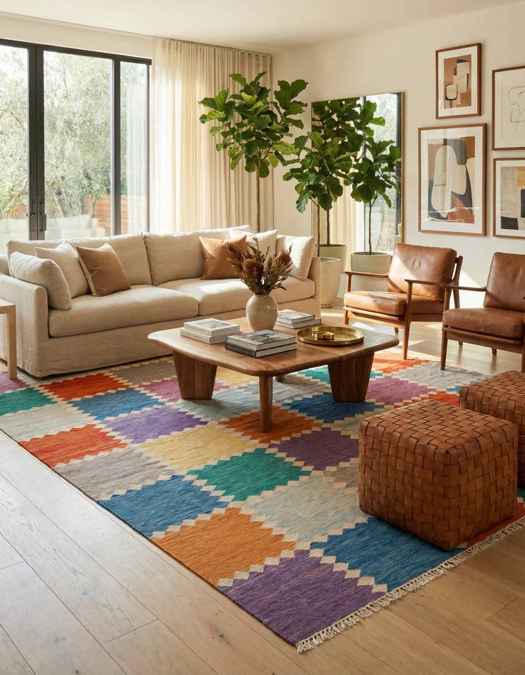 Detail image of  10' x 14' 3  Hand Woven Kilim Modern Wool Rug