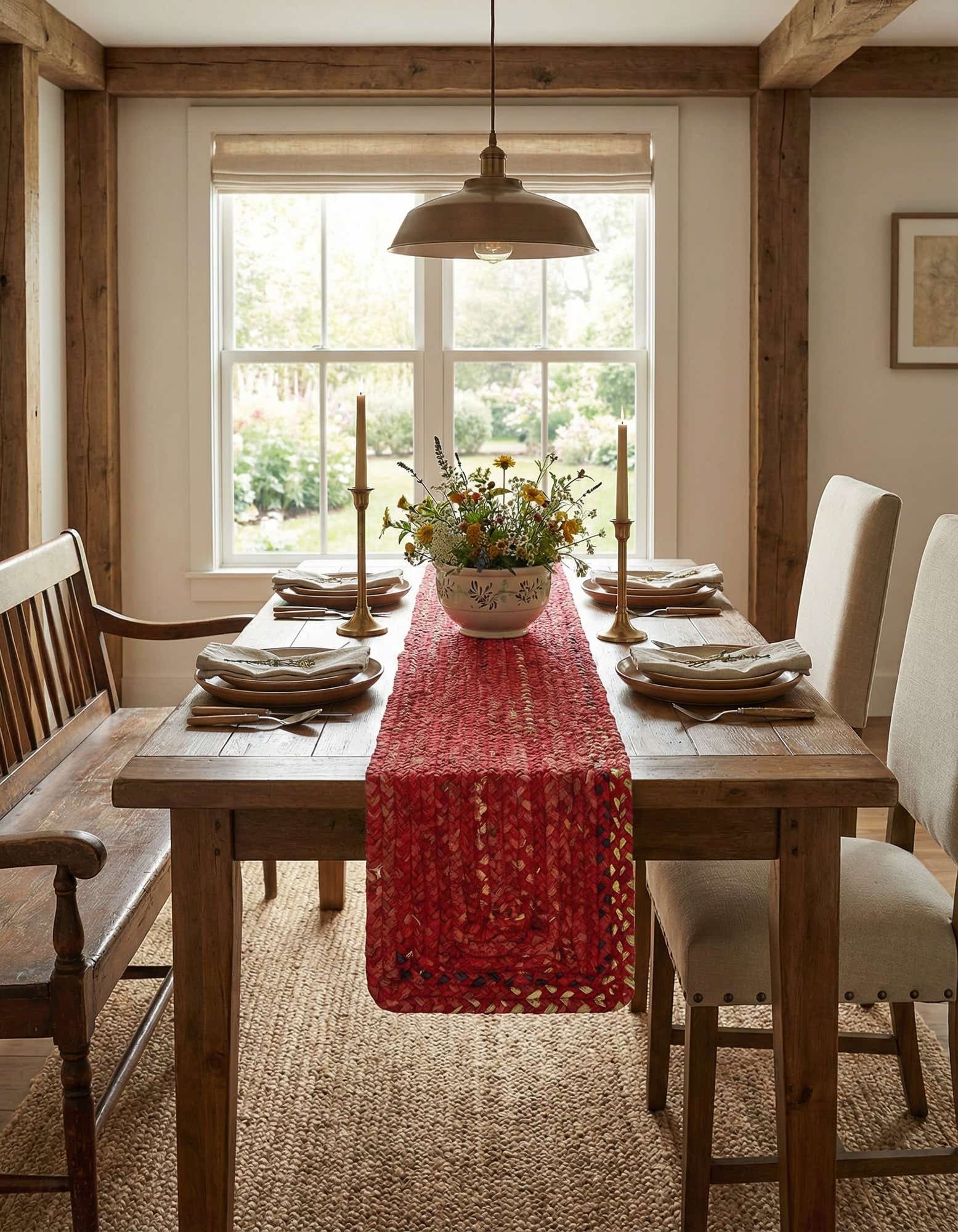 1' 2 x 8' Handmade Braided Chindi Table Runner Rug
