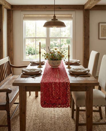  1' 2 x 8'  Hand Braided Chindi Table Runner Rug