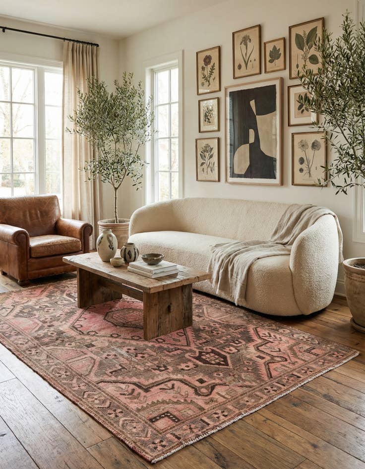 Detail image of  4' 6 x 6' 9  Hand Knotted Ultra Vintage Persian Wool Rug