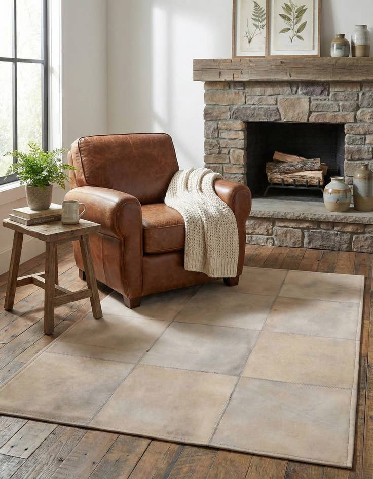 Detail image of 2' 1 x 3' 1 Cowhide Leather Rug