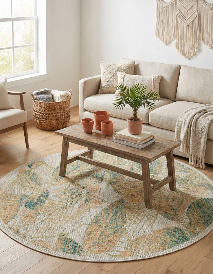 Detail image of 5' 3 x 5' 3  Washable Baja Indoor / Outdoor Round Rug