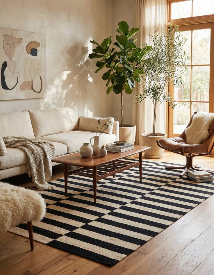 Detail image of 4' 1 x 5' 11  Hand Woven Kilim Modern Wool Rug