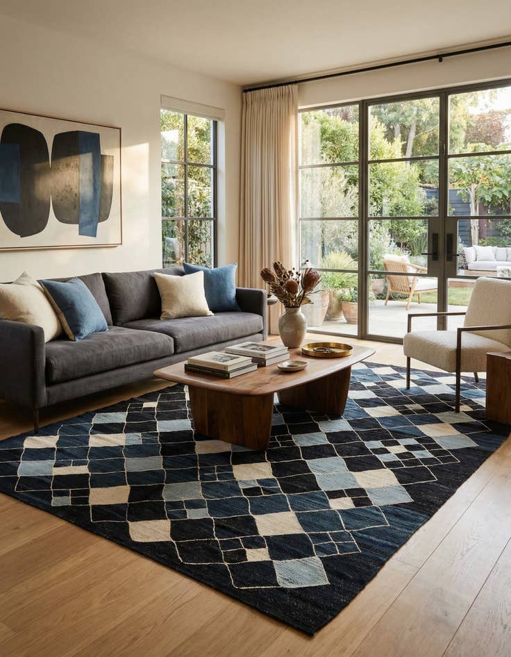 Detail image of 7' x 9' 8  Hand Woven Kilim Modern Wool Rug