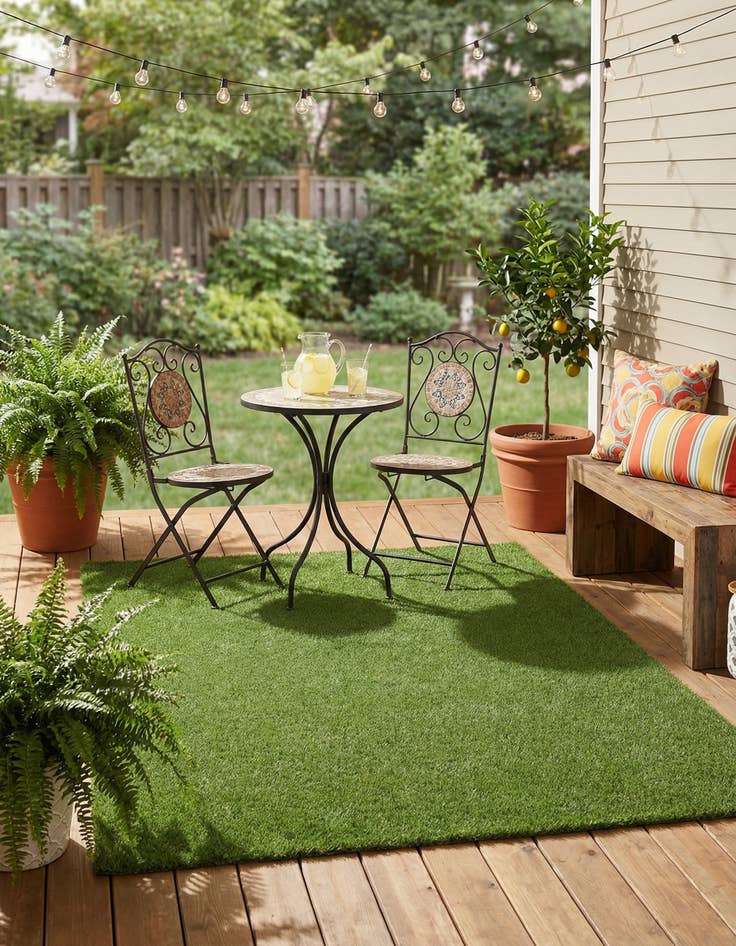 Detail image of 7' 10 x 10'  Washable Grass Indoor / Outdoor Rug