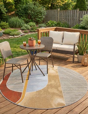 Easy-Clean Modern Indoor / Outdoor Round Rug