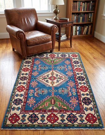 3' 2 x 5' 3 Hand Knotted Kazak Rug