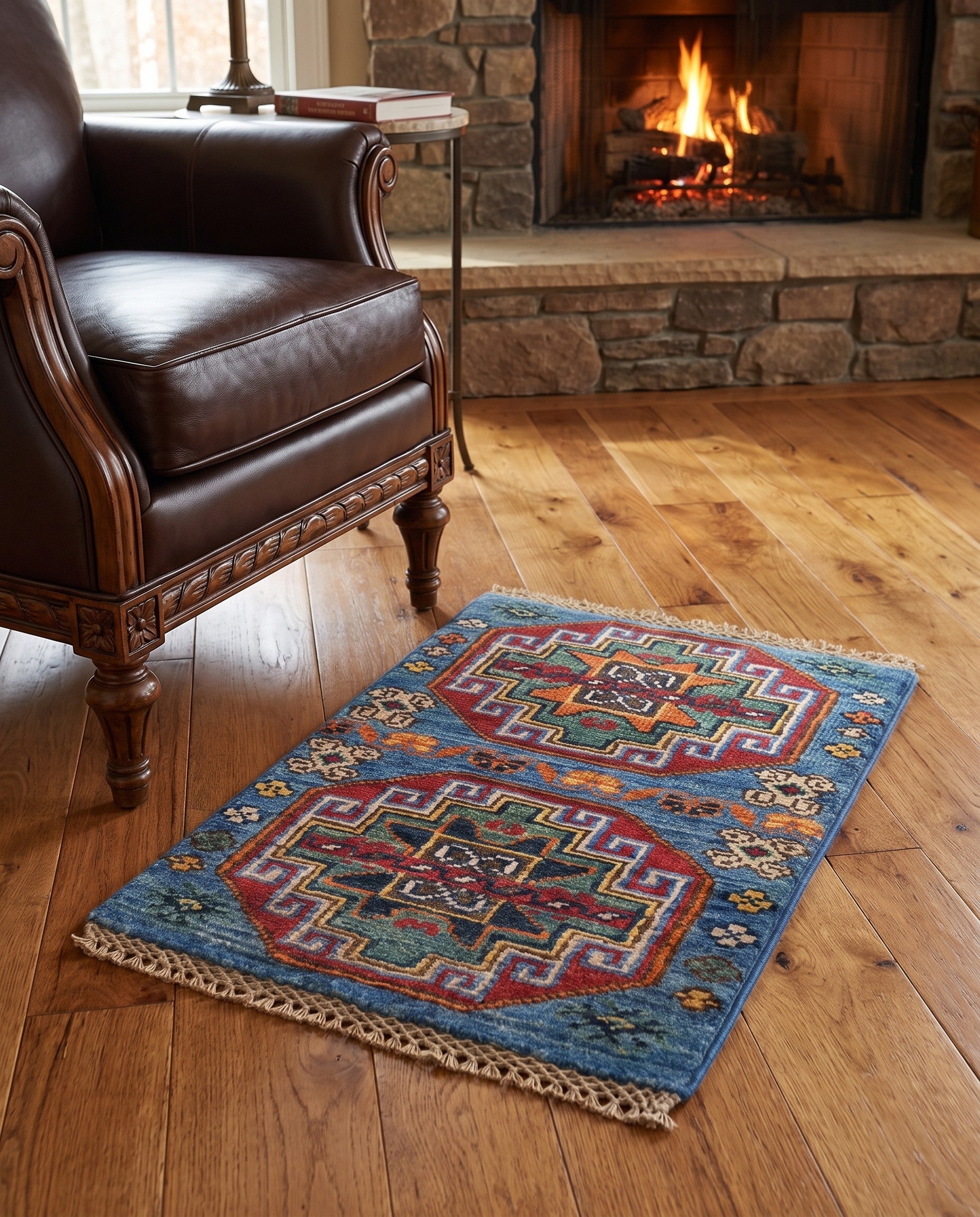 1' 4 x 2' Hand Knotted Ziegler Rug
