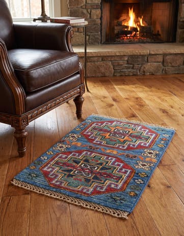 1' 4 x 2' Hand Knotted Ziegler Rug