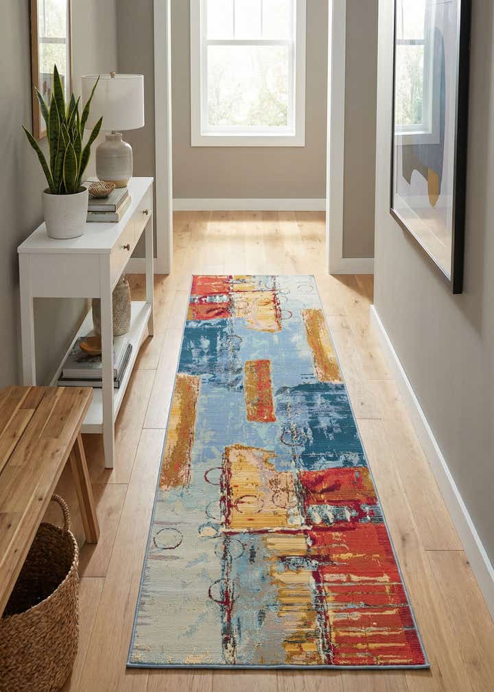 2' 7 x 9' Easy-Clean Modern Indoor / Outdoor Runner Rug