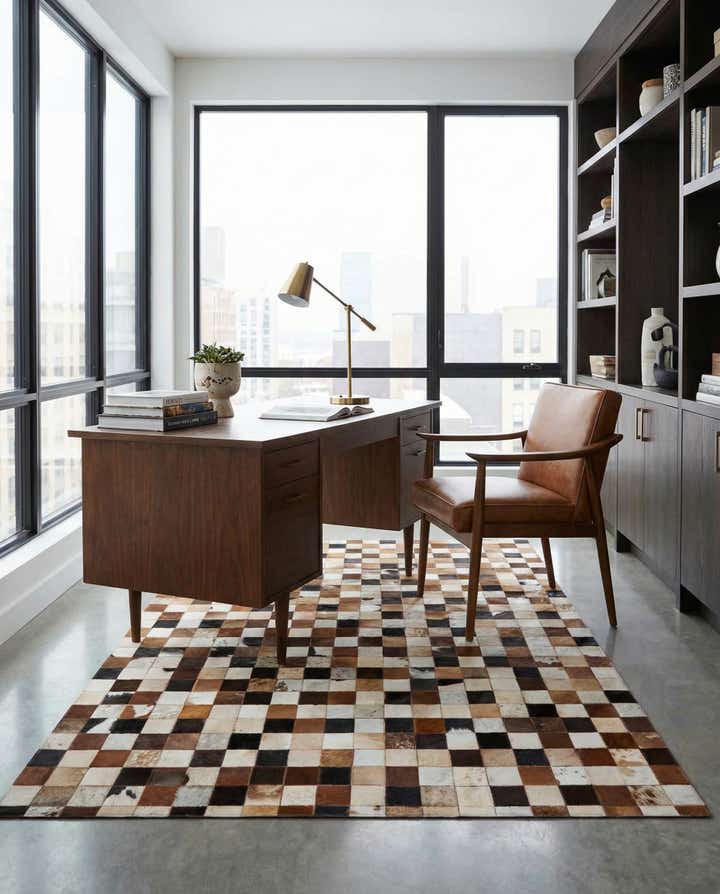 5' x 8' 1 Cowhide Leather Rug