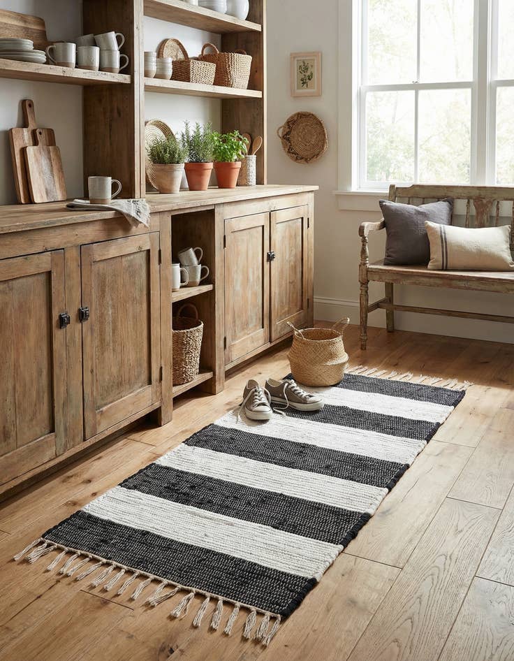 Detail image of  2' x 4' 1  Hand Woven Chindi Rag Runner Rug