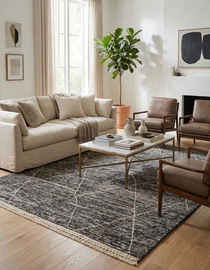 Detail image of  4' 11 x 6' 10  Hand Knotted Moroccan Wool Rug