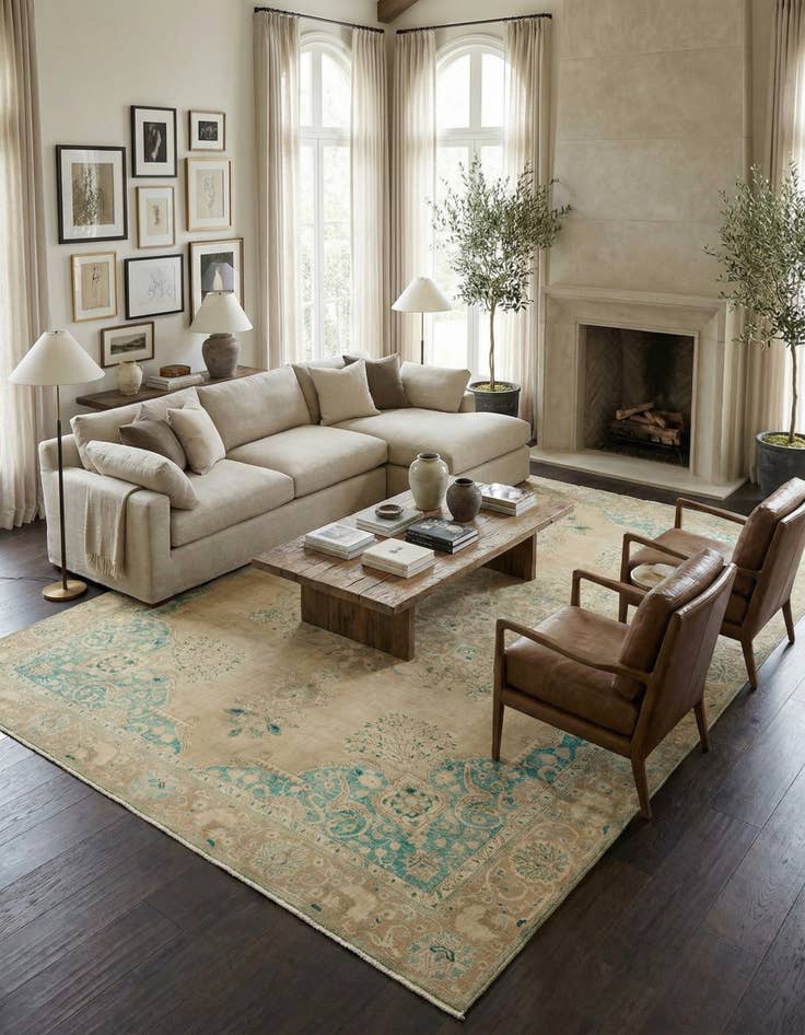 Detail image of 9' 5 x 12' 2  Hand Knotted Ultra Vintage Persian Wool Rug