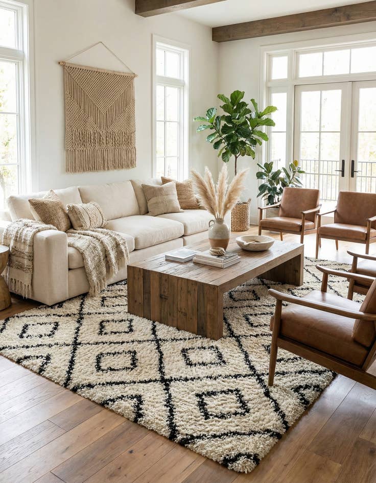 Detail image of  10' 8 x 14' Lattice Shag Rug