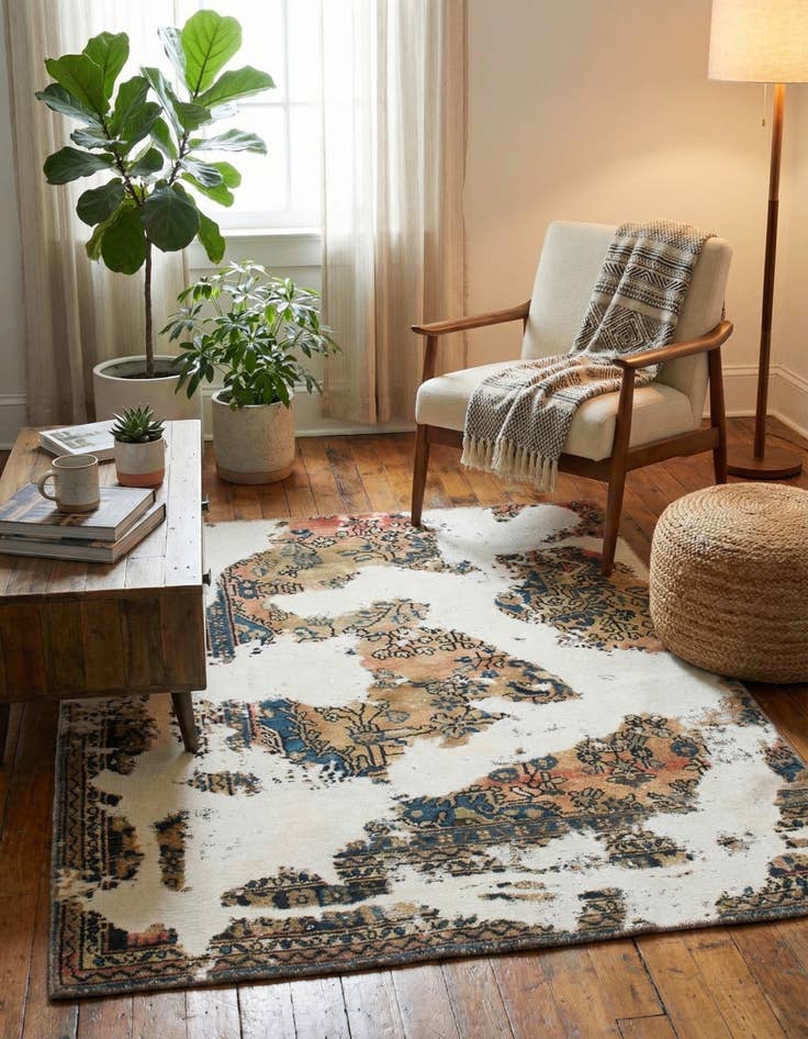 Detail image of 4' 10 x 6' 2  Hand Knotted Ultra Vintage Persian Wool Rug