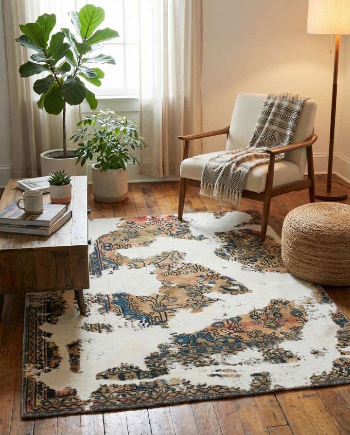 4' 10 x 6' 2 Hand Knotted Ultra Vintage Persian Wool Rug