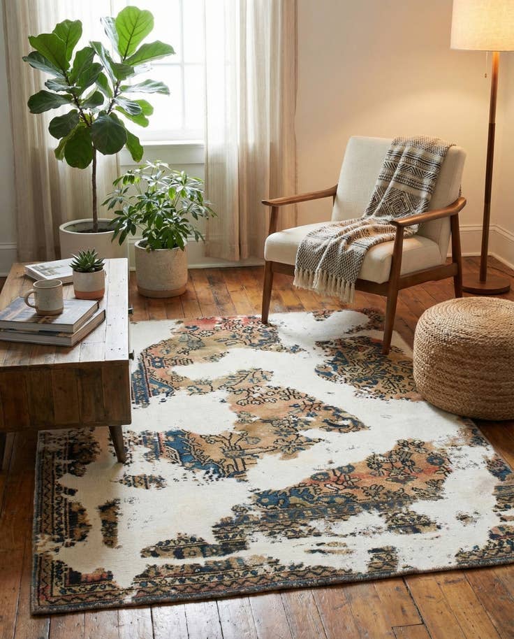Detail image of 4' 10 x 6' 2 Hand Knotted Ultra Vintage Persian Wool Rug