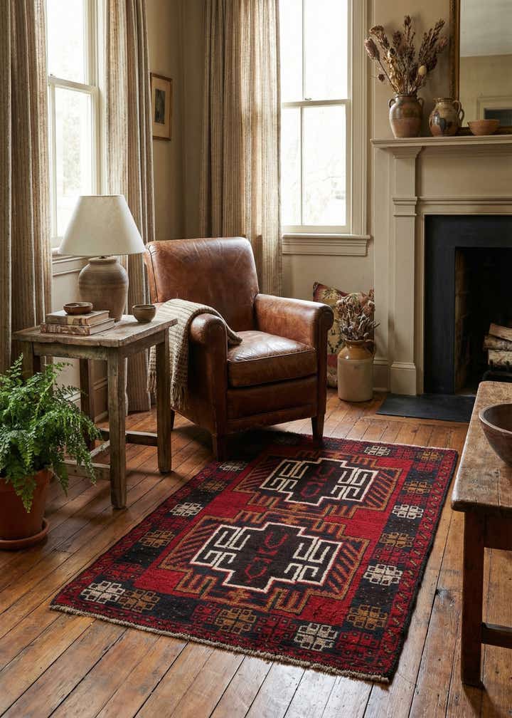 2' 10 x 4' 7 Hand Knotted Balouch Persian Wool Rug