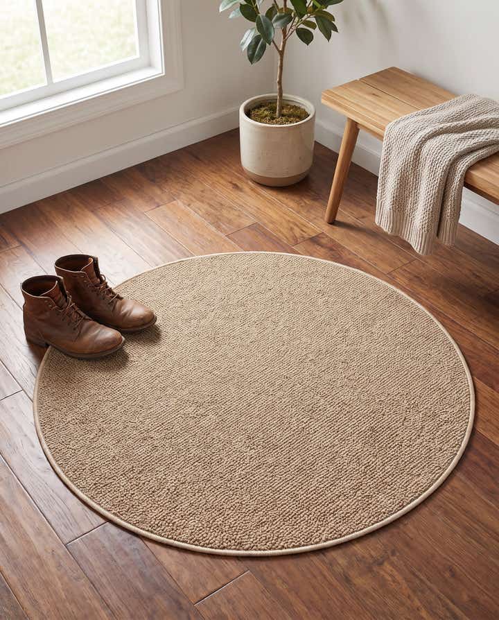 3' 1 x 3' 1 Easy-Clean Solid Indoor / Outdoor Round Rug