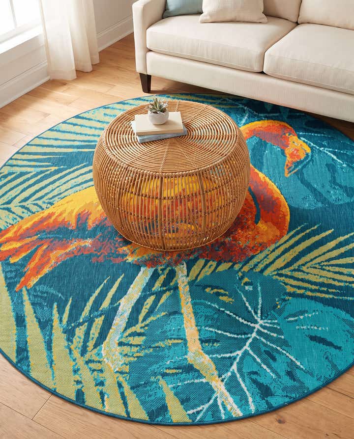 7' x 7' Easy-Clean Coastal Indoor / Outdoor Round Rug
