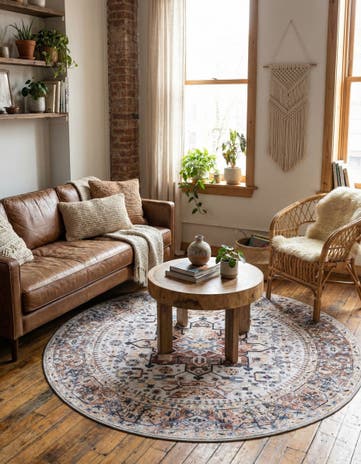 5' 3 x 5' 3 Washable Yara Round Rug