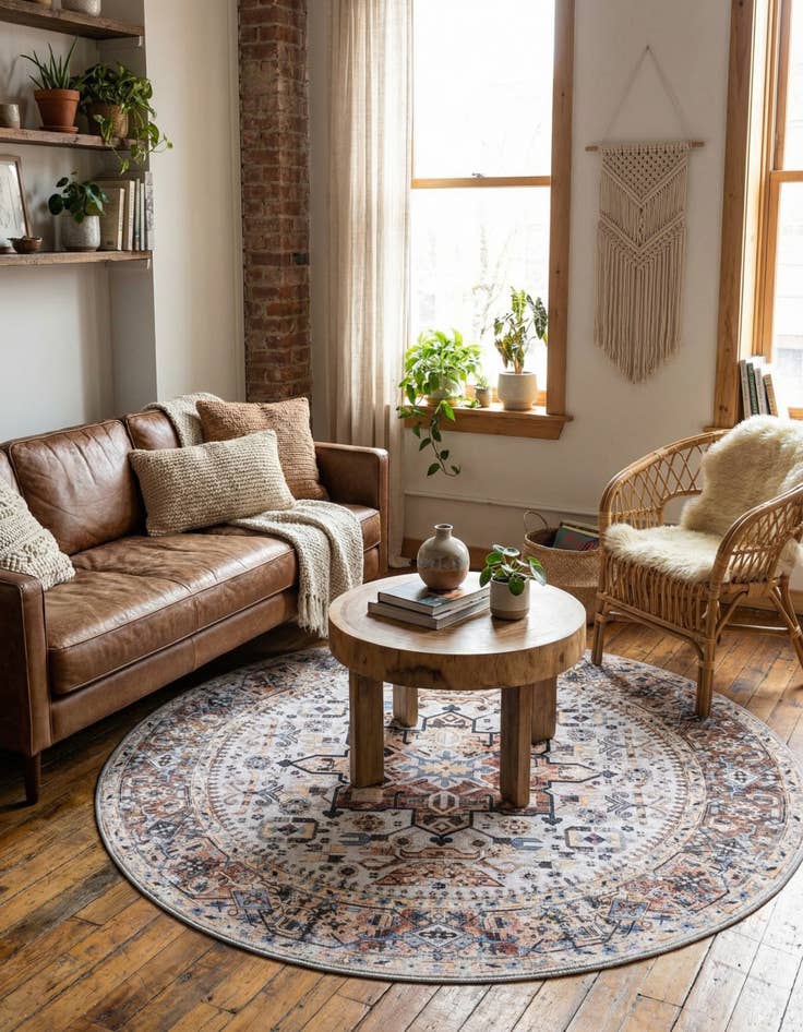 Detail image of  5' 3 x 5' 3  Washable Yara Round Rug