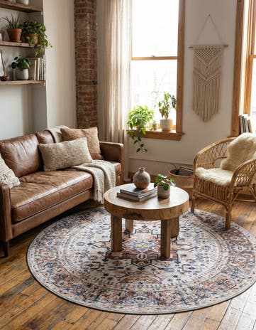 5' 3 x 5' 3 Washable Yara Round Rug