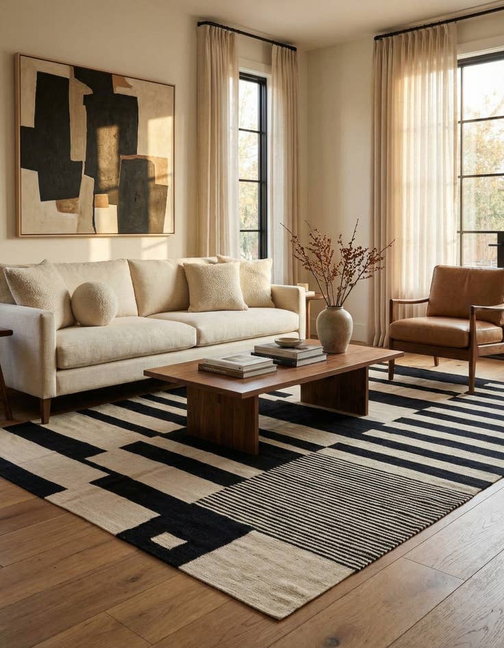 Detail image of 5' 9 x 7' 10  Hand Woven Kilim Modern Wool Rug