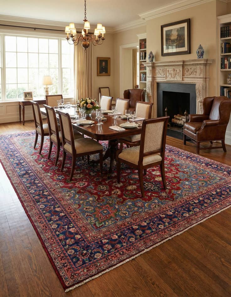 Detail image of  9' 7 x 12' 8  Hand Knotted Mashad Persian Wool Rug