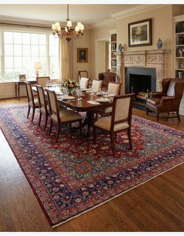 9' 7 x 12' 8 Hand Knotted Mashad Persian Wool Rug