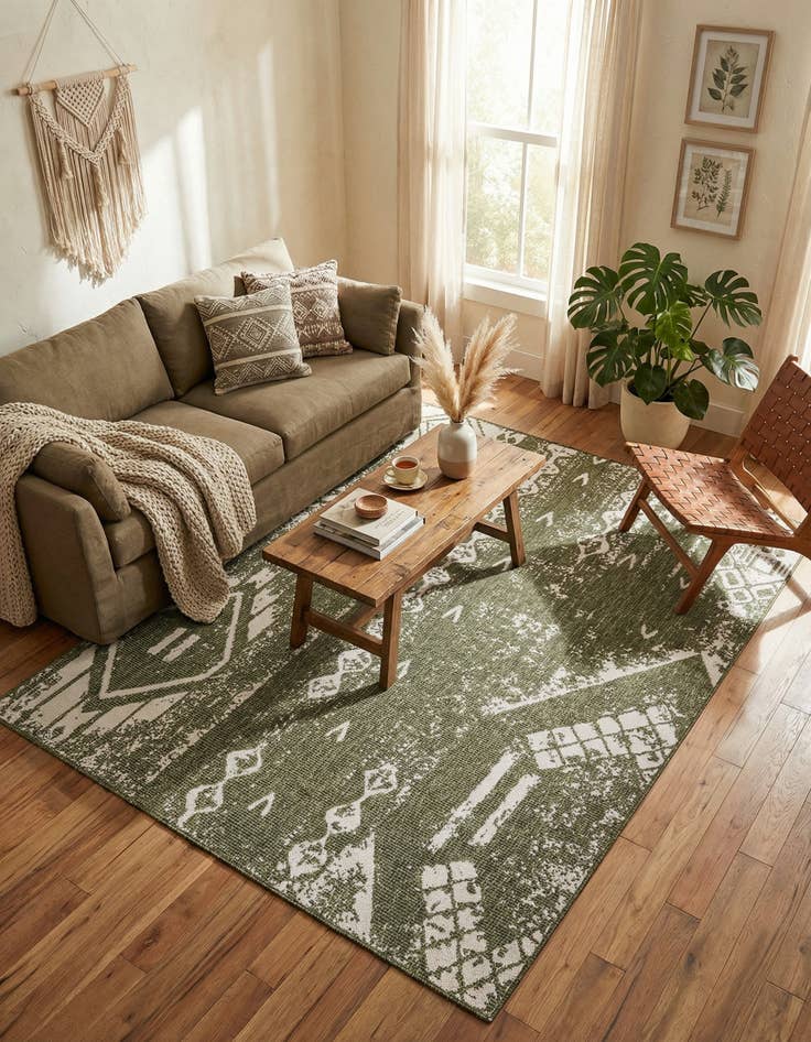 Detail image of  6' x 9'  Washable Bohemian Indoor / Outdoor Rug