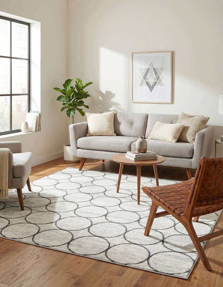 Detail image of 5' 3 x 5' 3 Lattice Trellis Square Rug