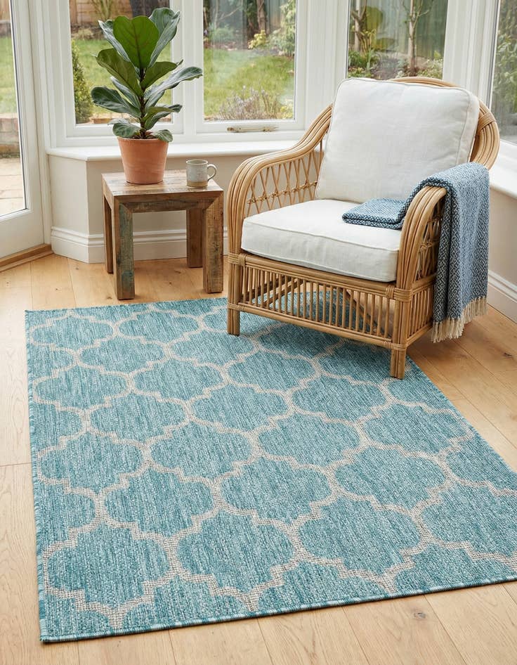 Detail image of 4' x 6'  Washable Trellis Indoor / Outdoor Rug