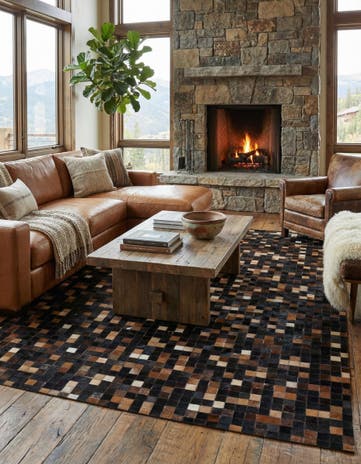 5' x 8' Cowhide Leather Rug