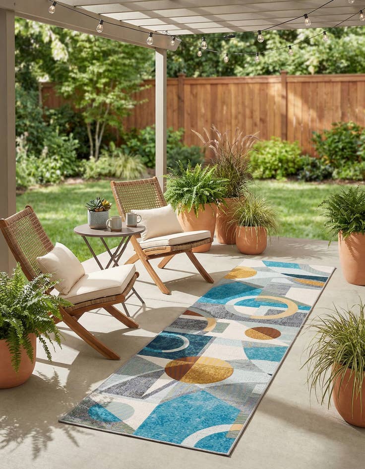 Detail image of 2' 7 x 10'  Washable Modern Indoor / Outdoor Runner Rug