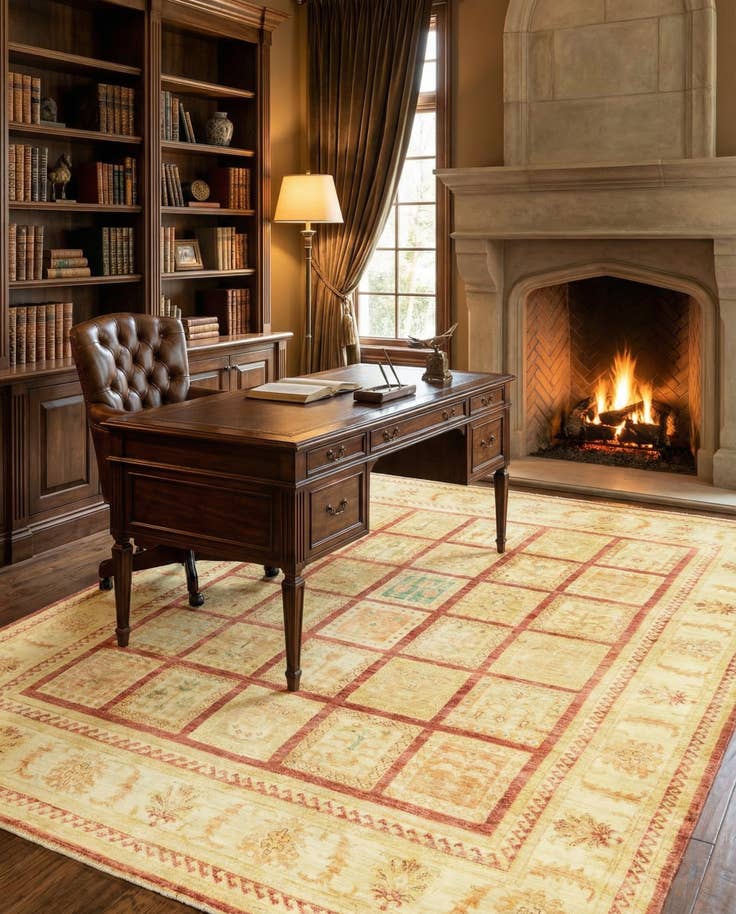 Detail image of 6' 9 x 9' 3 Hand Knotted Peshawar Ziegler Rug