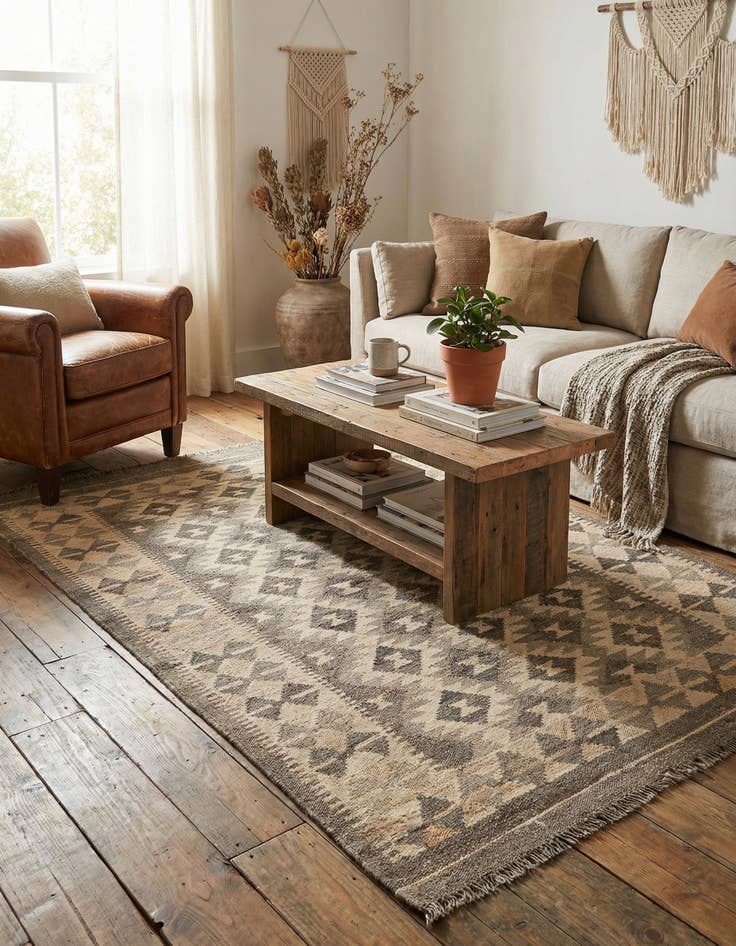 Detail image of 3' 4 x 5' 1  Hand Woven Kilim Maymana Wool Rug