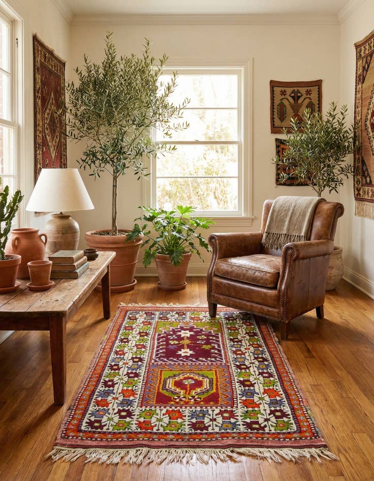 Detail image of 3' 2 x 5' 2  Hand Knotted Anatolian Oriental Wool Rug