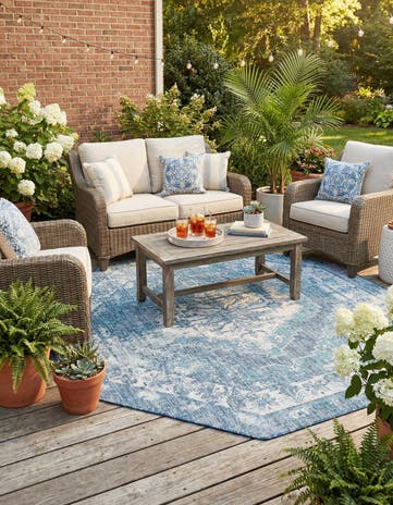 7' 10 x 7' 10 Easy-Clean Traditional Indoor / Outdoor Octagon Rug