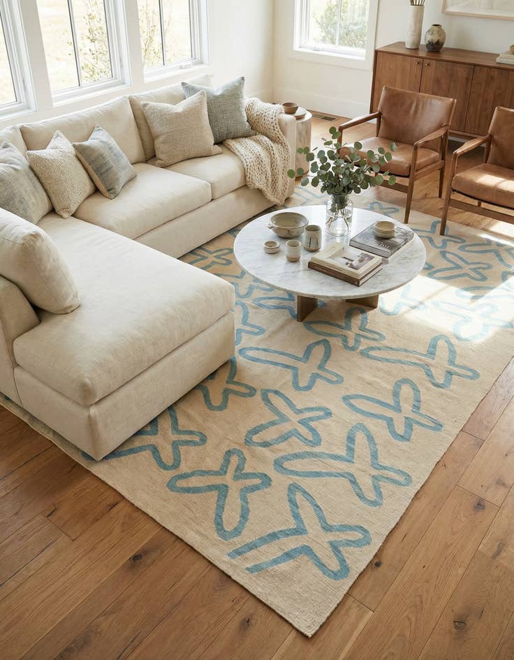 Detail image of 6' 9 x 7' 10  Hand Woven Kilim Modern Wool Rug